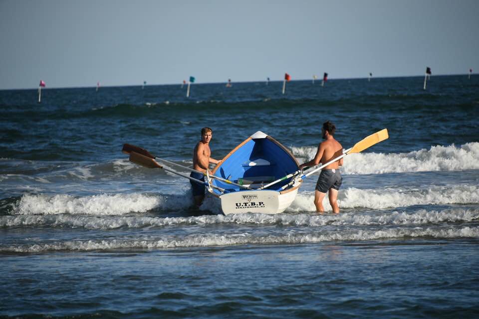 Launching through surf